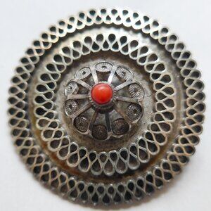 Sterling Silver Pin with Coral